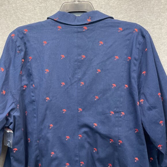 Modcloth‎ Embroidered Blazer Jacket Womens Plus 28 Navy Blue Umbrellas Novelty - Picture 7 of 14
